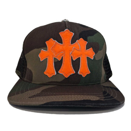 Chrome Hearts Cemetery Trucker Hat – Camo/Orange
