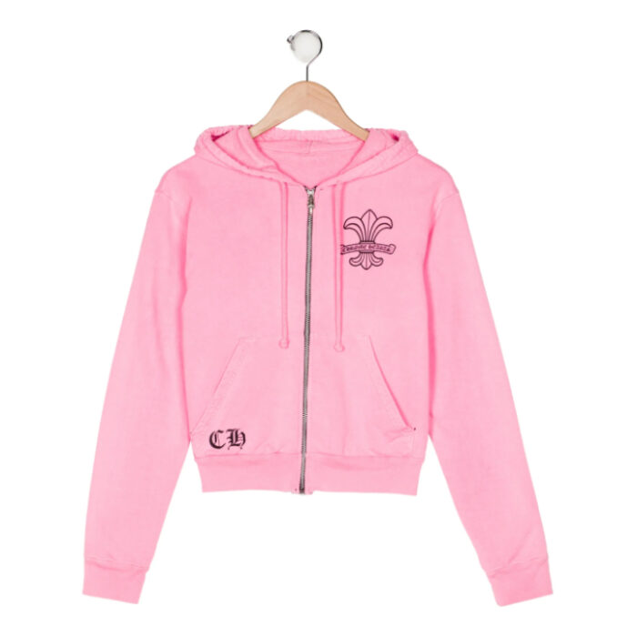 Chrome Hearts Girls Zip-Up Pink Hoodie