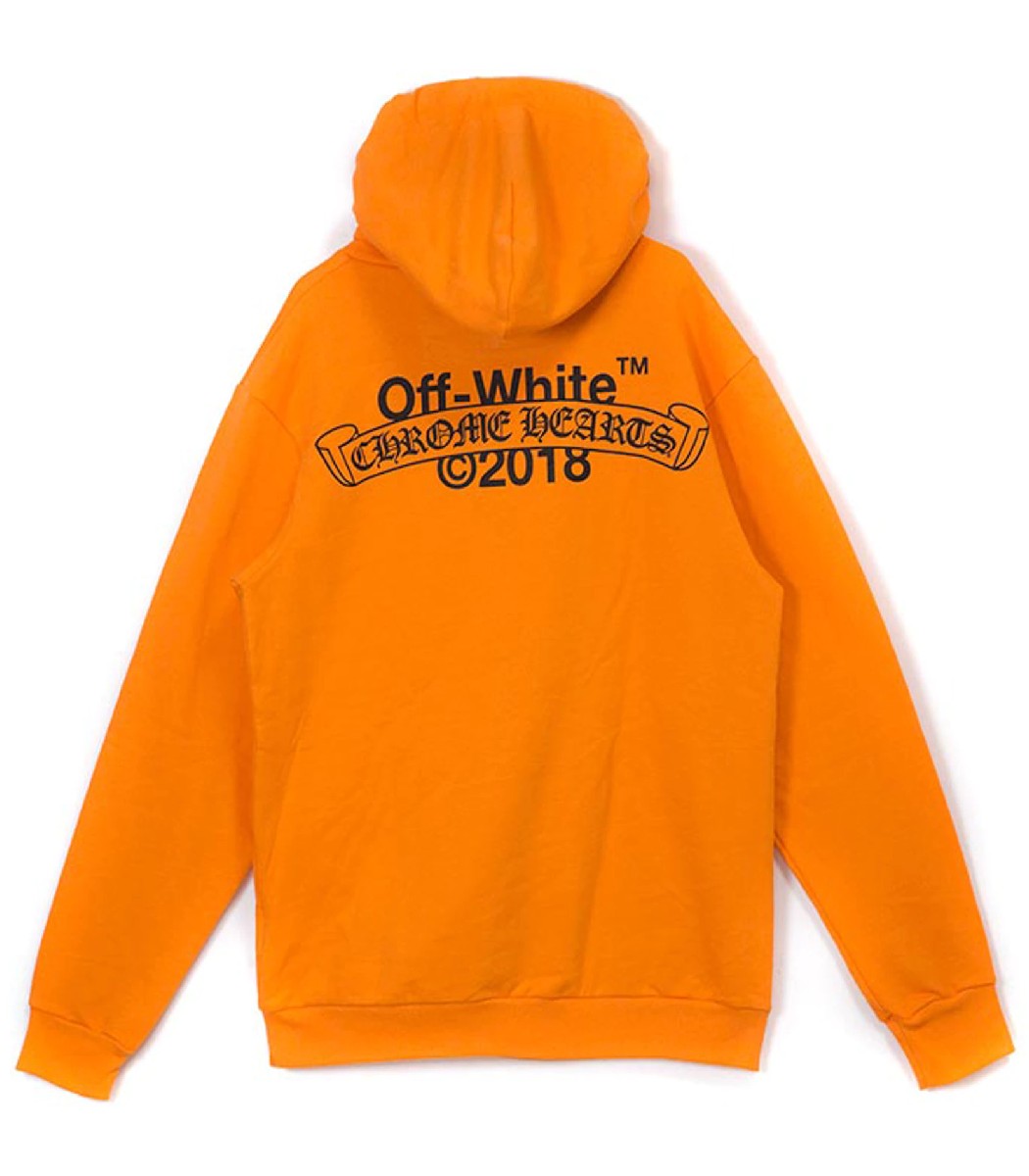 Off-White x Chrome Hearts 2018 Orange Hoodie Off-White x Chrome Hearts 2018 Orange Hoodie