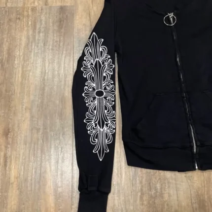 RARE Chrome Hearts Floral Cross Track Jacket Black Zip Up