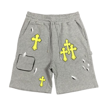 Chrome Hearts Yellow Patched Grey Shorts