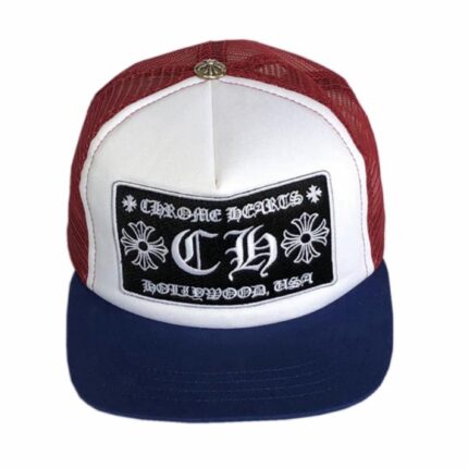 Chrome-Hearts-CH-Hollywood-Trucker-Hat-Red-White-Blue
