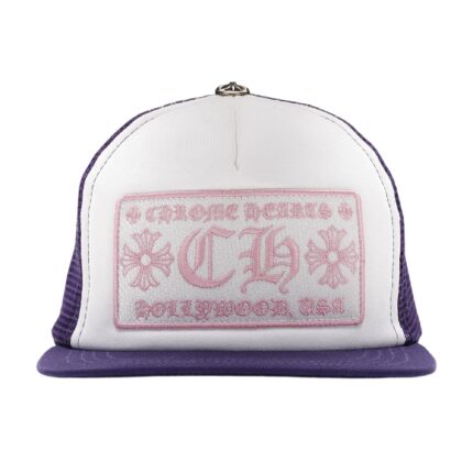 Chrome Hearts CH Hollywood Trucker Hat – Purple/White/Pink