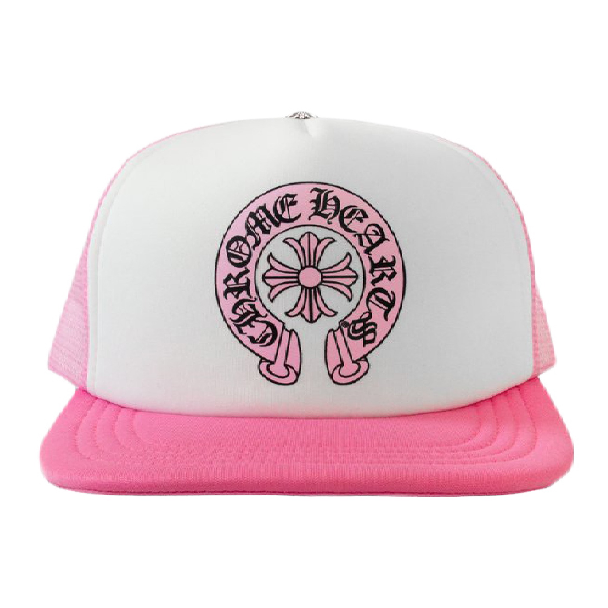 Chrome Hearts Matty Boy Sex Records Horse Shoe Trucker Hat – Pink-.White Chrome Hearts Matty Boy Sex Records Horse Shoe Trucker Hat – Pink/White