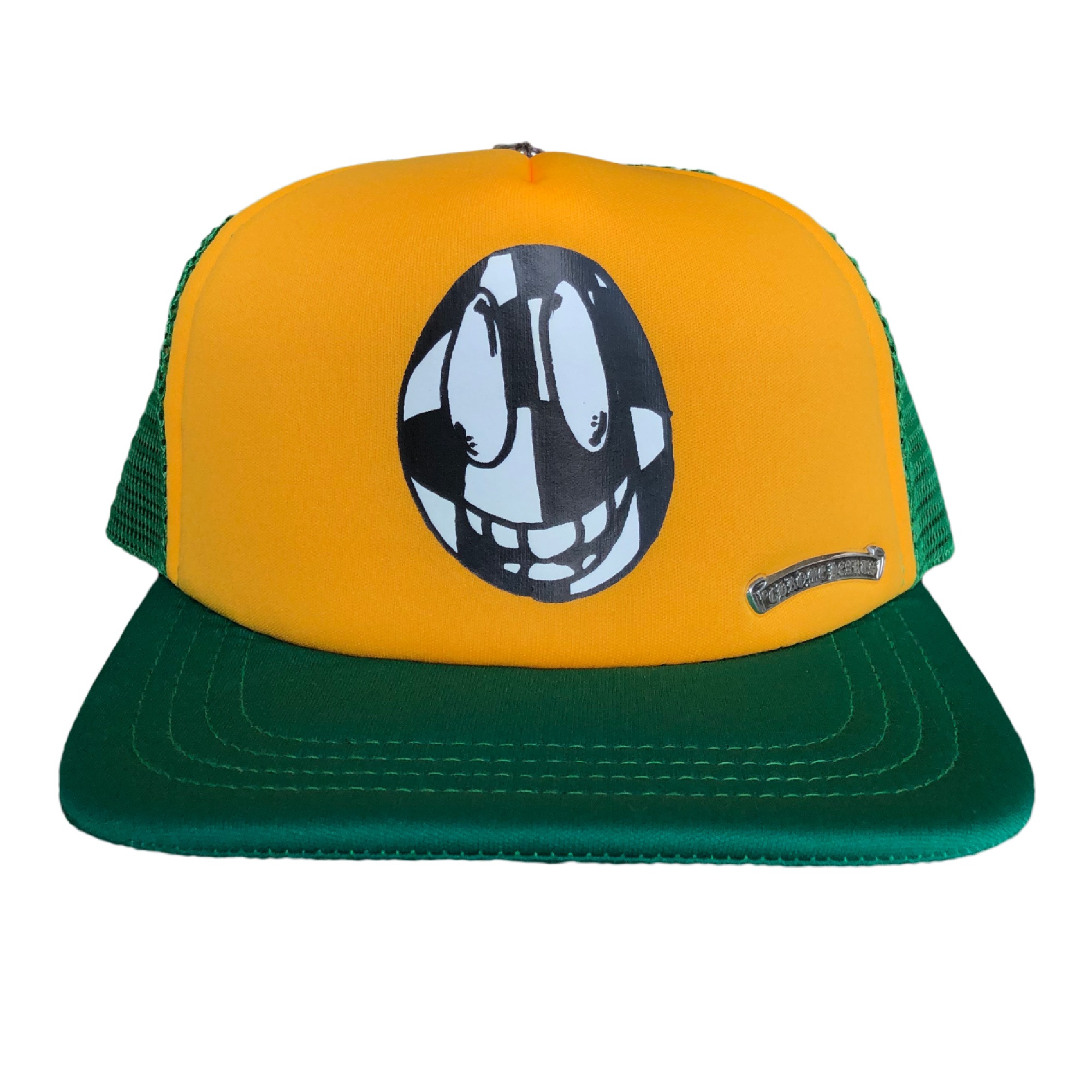 Chrome Hearts Matty Boy Sex Records Smiley Trucker Hat – Green-Yellow Chrome Hearts Matty Boy Sex Records Smiley Trucker Hat – Green-Yellow