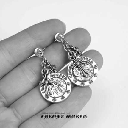 Cross Angel Medallion Earring