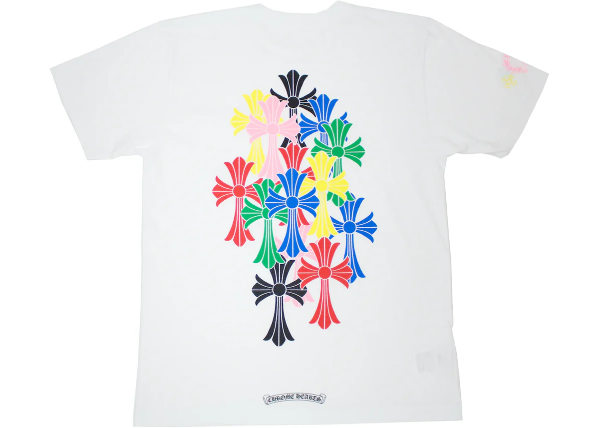 Chrome Hearts Multi Color Cross Cemetery T-shirt White Chrome Hearts Multi Color Cross Cemetery T-shirt White