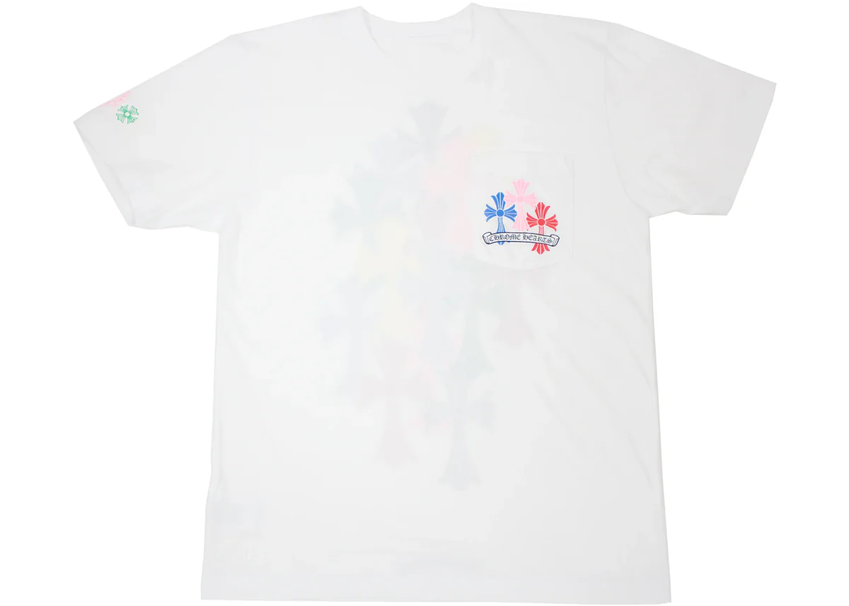 Chrome Hearts Multi Color Cross Cemetery T-shirt White2 Chrome Hearts Multi Color Cross Cemetery T-shirt White