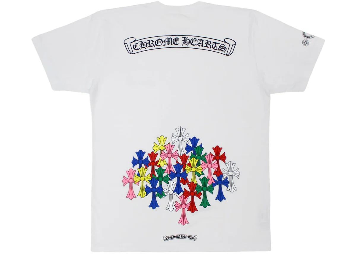 Chrome Hearts Multi Color Cross T-shirt White Chrome Hearts Multi Color Cross T-shirt White