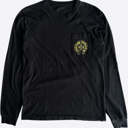 Chrome Hearts Matty Boy Black & Yellow Staff Horseshoe Logo Longsleeve T-Shirt