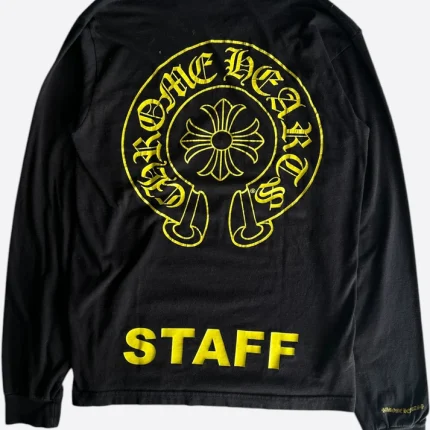 Chrome Hearts Matty Boy Black & Yellow Staff Horseshoe Logo Longsleeve T-Shirt