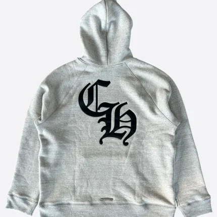 Chrome Hearts Matty Boy Grey Triple Cross CH Logo Embroidered Hoodie
