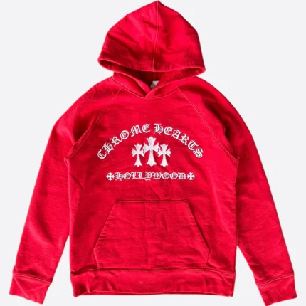 Chrome Hearts Matty Boy Red Triple Cross Embroidered Hoodie