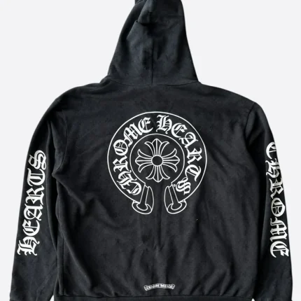 Chrome hearts matty boy black cross jacquard horseshoe logo zip up hoodie