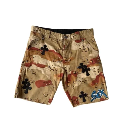 Chrome hearts matty boy sex records cross patch desert camo shorts