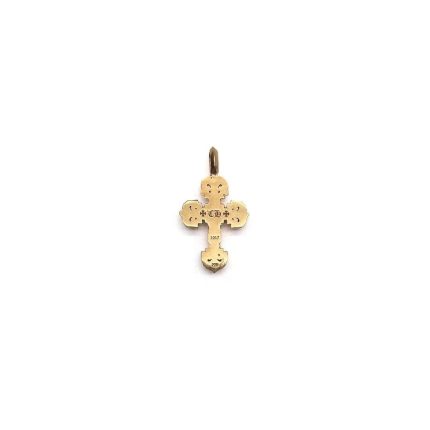 Chrome Hearts 22K Gold Single Diamond Filigree Cross Pendant