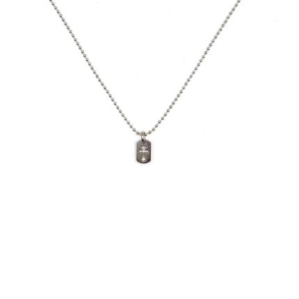 Chrome Hearts Silver Cross Dogtag Necklace